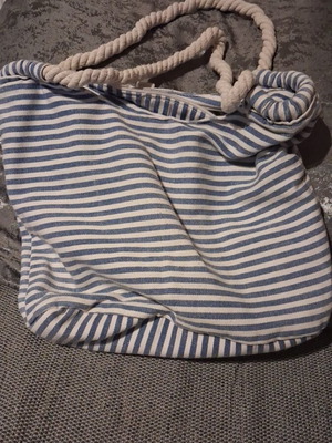 Beach bag with rope striped white blue like new
