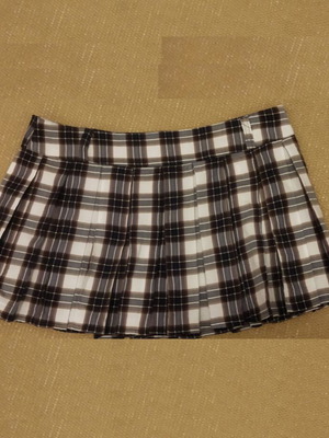 Benetton Mini Skirt like new, pleated, cotton, blue and brown