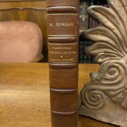 Max Nordau «Paradoxes Psychologiques» used book, Paris edition 1907, leather binding