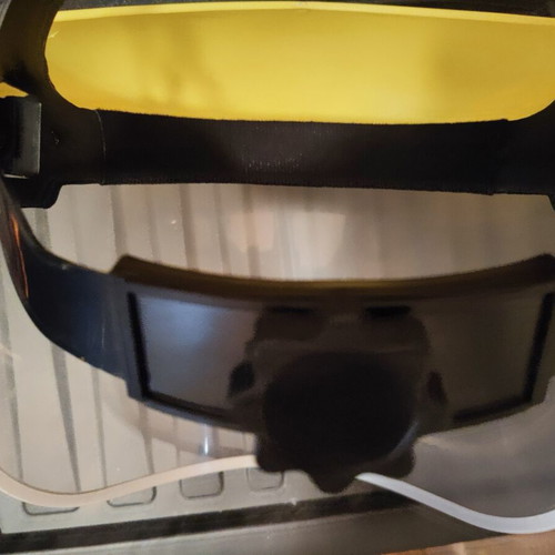 Work face shield with rotary size adjustment mechanism like new