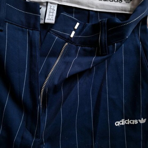 Adidas fabric pants dark blue with stripes, new, size 36
