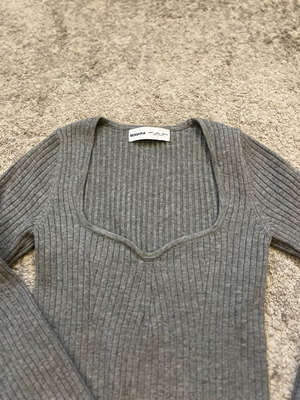 Bershka ribbed knit gray blouse like new size S