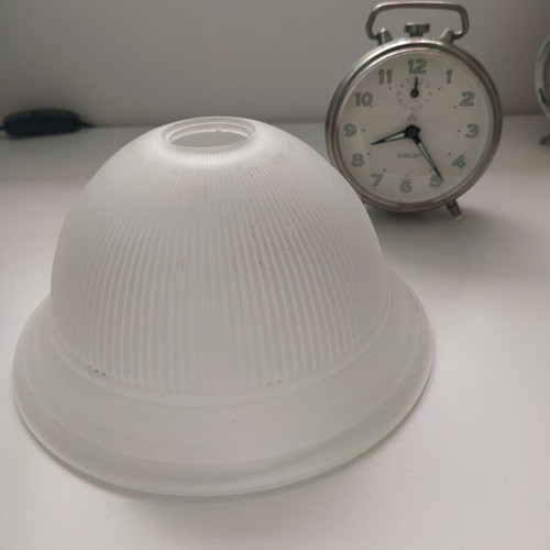 Glass lamp shade like new with frosted ribbed finish