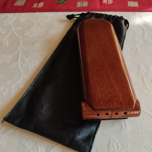 Wooden cigar case for 2 cigars with humidifier like new, 16 cm