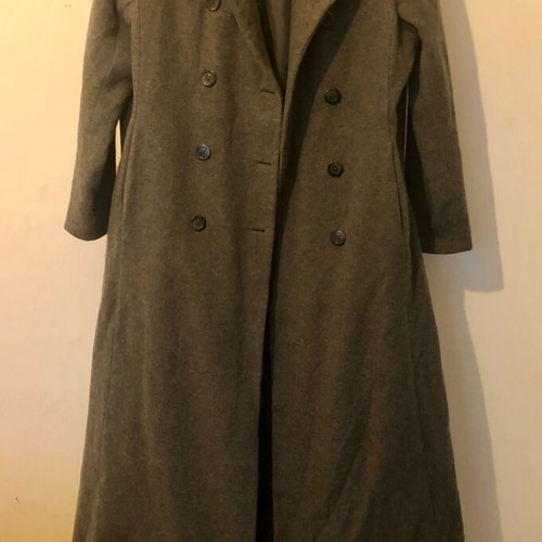 Long mid-length coat with fur like new, black and gray