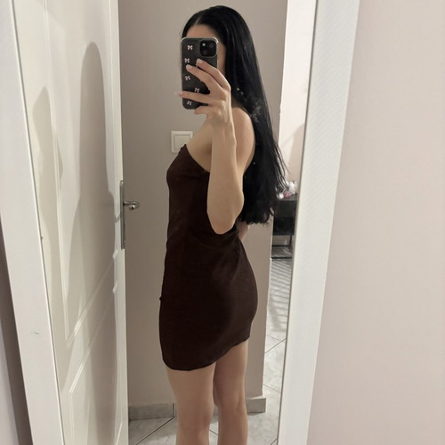H&M strapless lurex mini dress, brown