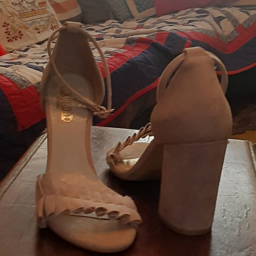 Suede high heeled sandals beige size 38 new