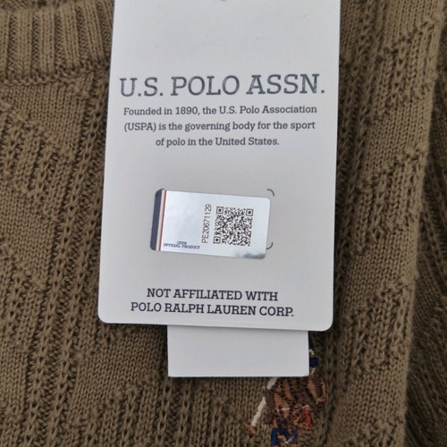 Knit sweater U.S. Polo Assn. new, khaki, slim fit