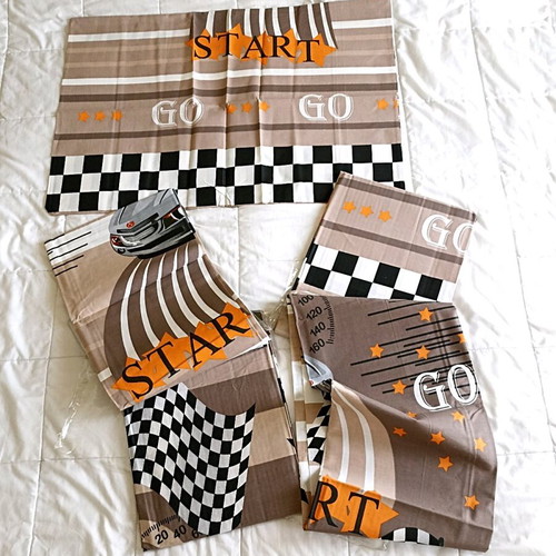 Single bed sheet set new 100% cotton with car figures and 1 pillowcase