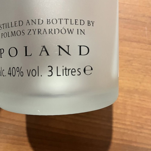 Belvedere Vodka 3-Litre Promotional Bottle like new, empty