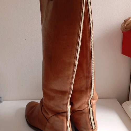 Leather women's boots used, size 38, brown