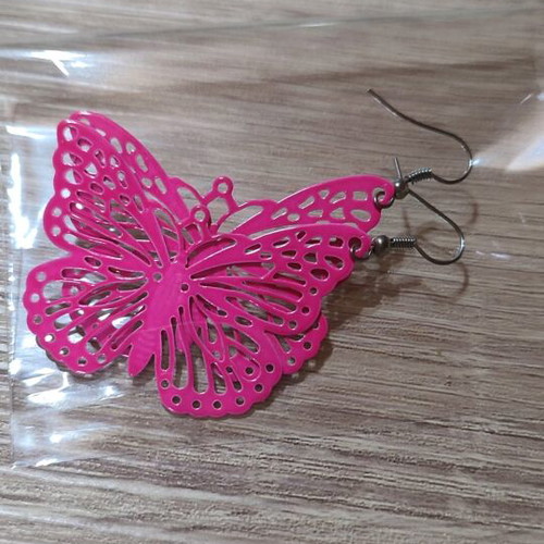 Hanging earrings new, metal 2.6x5 cm, pink