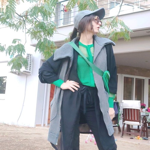 Green praino cardigan like new, size S