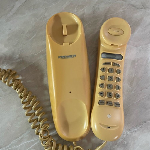Vintage τηλέφωνο γόνδολα μεταχειρισμένο, κίτρινο, ενσύρματο