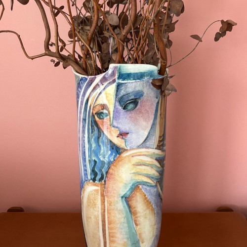 Colored tall vase like new