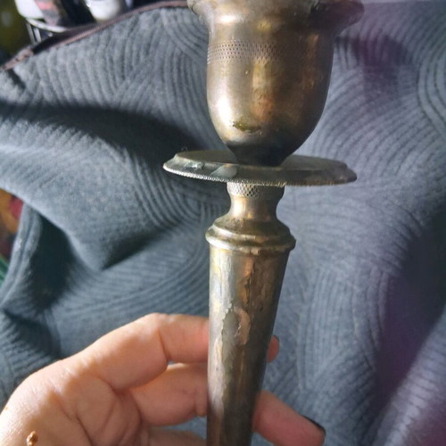 Vintage candlestick used, 25 cm, sturdy