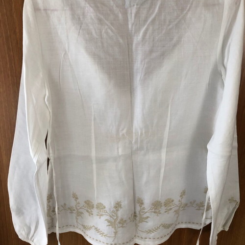 Linen tunic Mango XL like new, white with embroidery