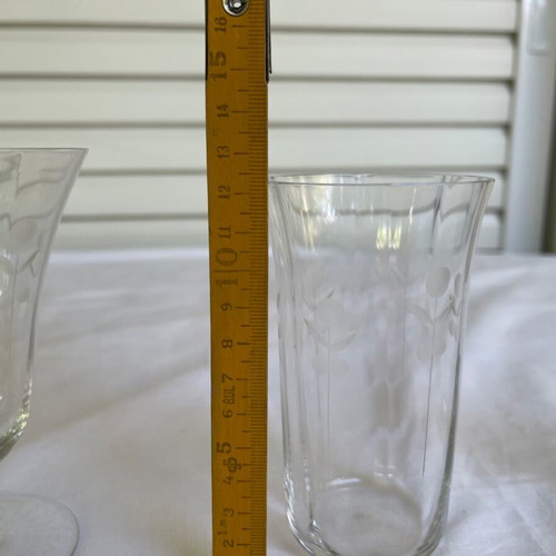 Set of 48 used Art Deco crystal glasses antique