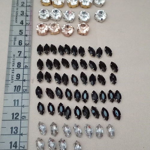 Glass rhinestones on metal base like new for sewing