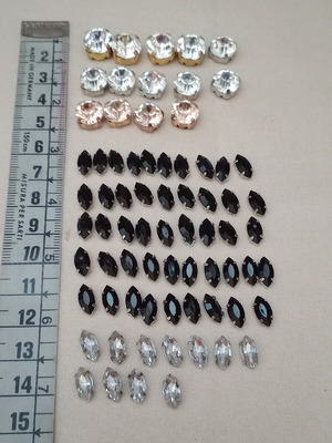 Glass rhinestones on metal base like new for sewing