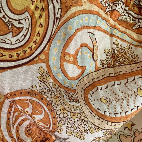 Calzedonia pareo satin fabric like new, brown and gold
