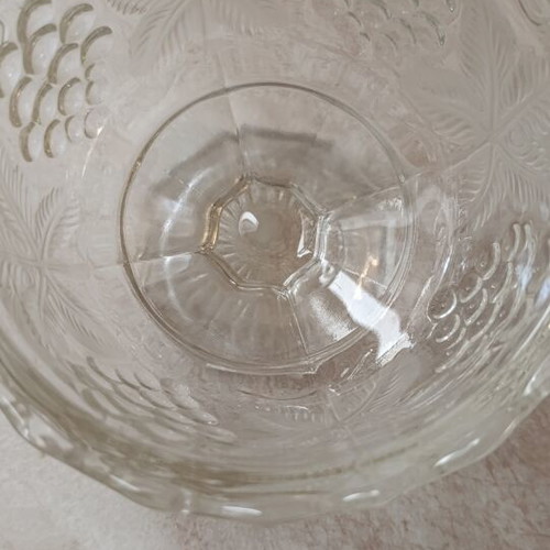 Vintage glass compote with foot and embossed grape design like new