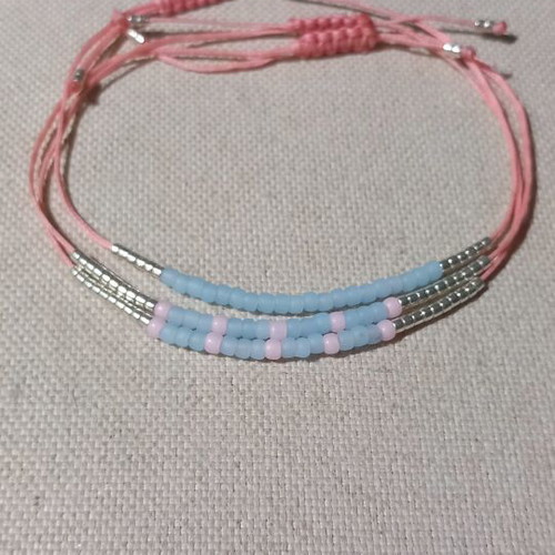 Handmade bracelets with seed beads new, pink and turquoise