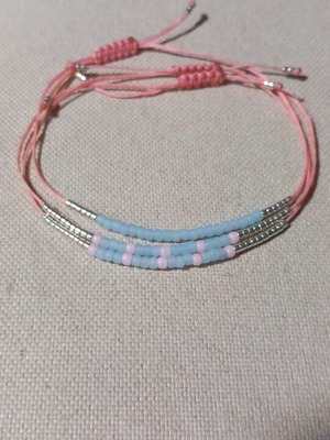 Handmade bracelets with seed beads new, pink and turquoise