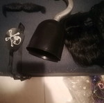 Pirate carnival costume used with bolero, hat, beard, and hook