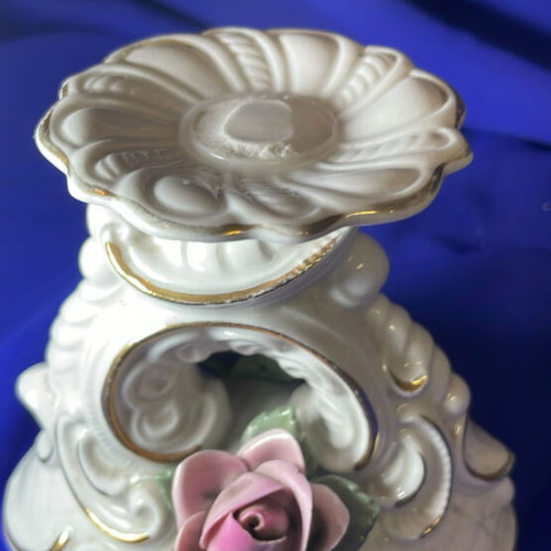 Antique Dresne decorative candle holder handmade porcelain 1970 new