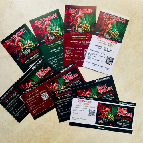 Iron Maiden hard copy ticket customized for OAKA concert 2026