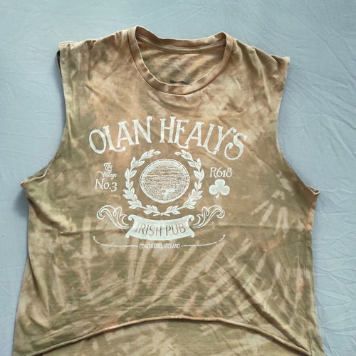 Old Navy Irish Themed Tie Dye Bleached Reworked Muscle Tee refurbished