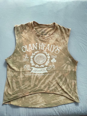 Old Navy Irish Themed Tie Dye Bleached Reworked Muscle Tee refurbished