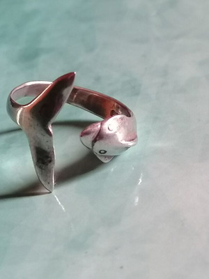 Silver 925 dolphin ring new, size 51-55