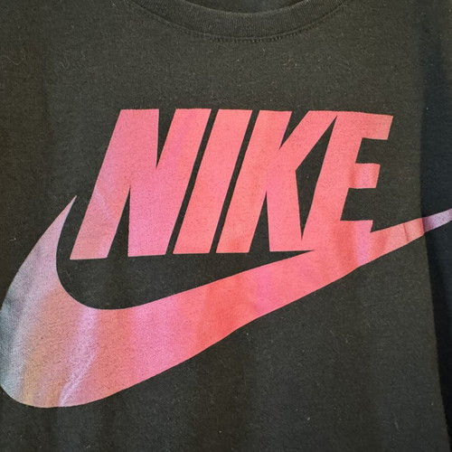 Nike women's black T-shirt with large pink logo, like new, size S