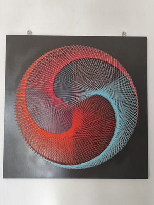 Χειροποίητο String Art "Triple Flow" μοντέρνο γεωμετρικό έργο 70x70cm καινούργιο
