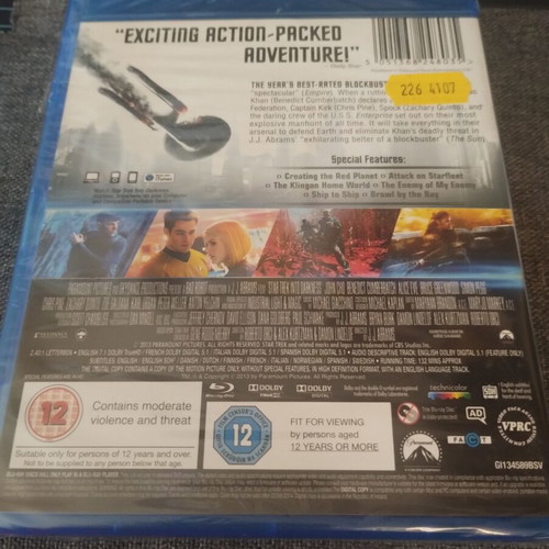 Star Trek Into Darkness Blu-Ray new sealed, region free