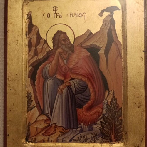 Wooden icon of Prophet Elias new, Byzantine replica with gold leaf