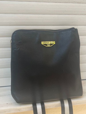 Versace Jeans black crossbody bag, leather, used