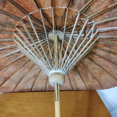 Chinese handmade umbrella used, made of rice paper and bamboo
