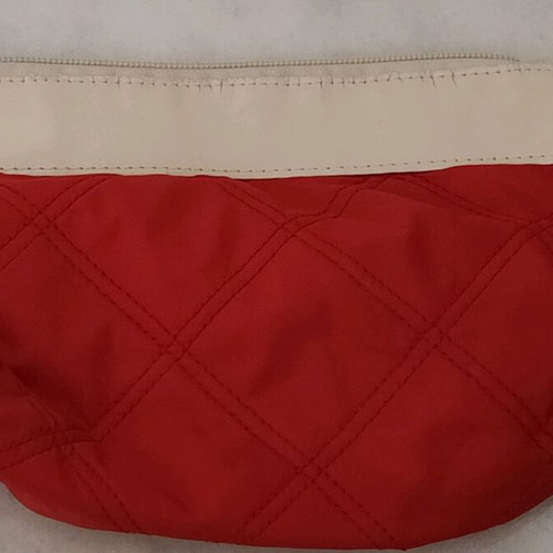 Toiletry bag used red with white stripe