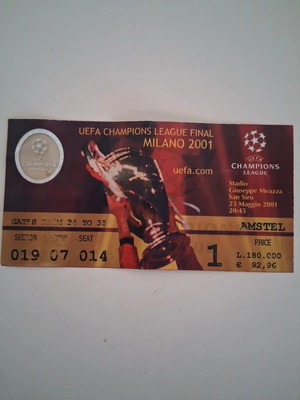 Εισιτήριο Champions League 2001 σαν καινούργιο, συλλεκτικό