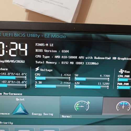 ASUS F2A85-M LE motherboard with AMD A10-5800K CPU and 8GB DDR3 RAM used