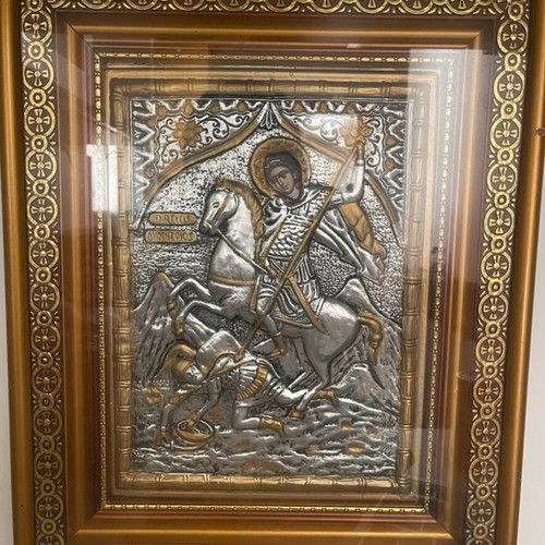 Saint Demetrios icon with frame