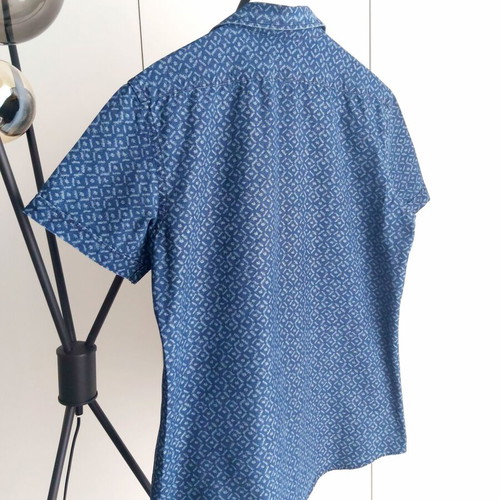 Celio jean shirt blue, short sleeve, size large, like new