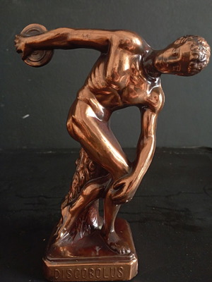 Discobolus statuette used, bronze, Olympic Games