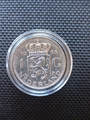 Silver Dutch Gulden Juliana coin 1955 like new