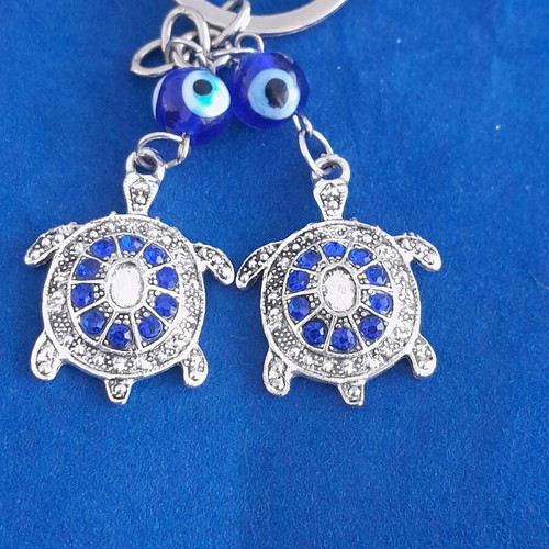 Keychain turtles new, metal blue