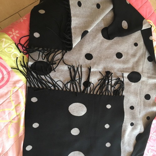 Scarf like new with sleeve in black and gray polka dot design