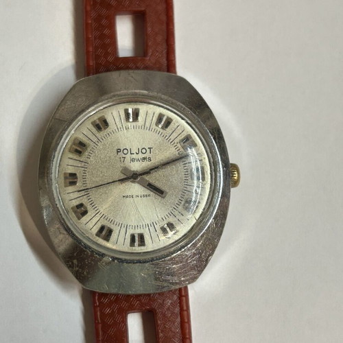 Poljot men's mechanical watch used, 17 jewels, silver
